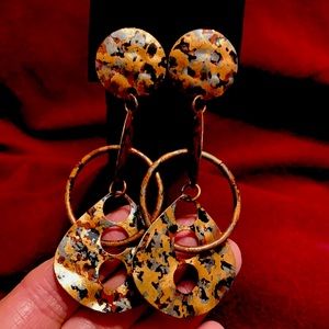 Vintage hammered metal clip back earrings